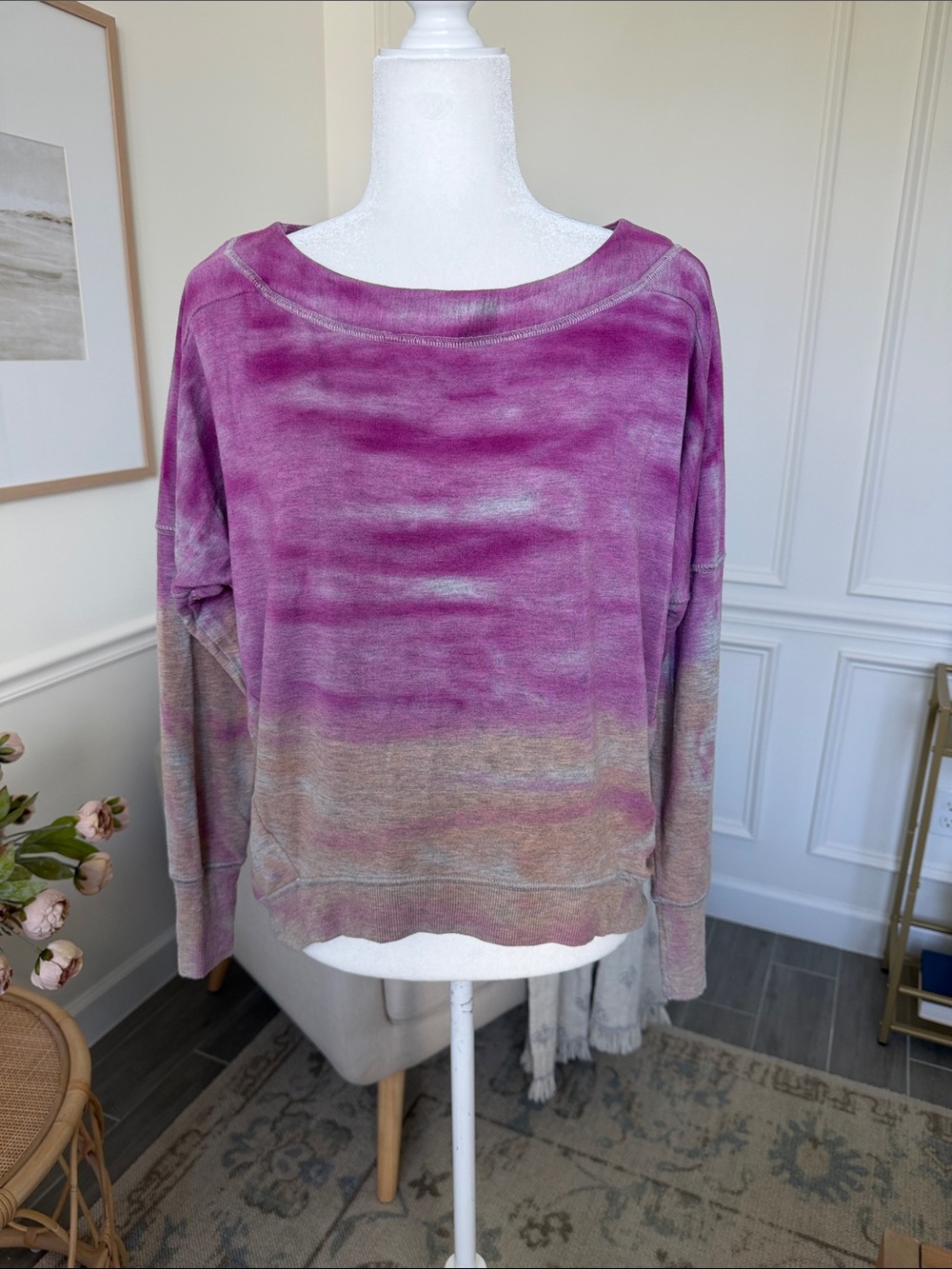 River + Sky London Purple Hand Dyed Dolman Sweatshirt Boho M